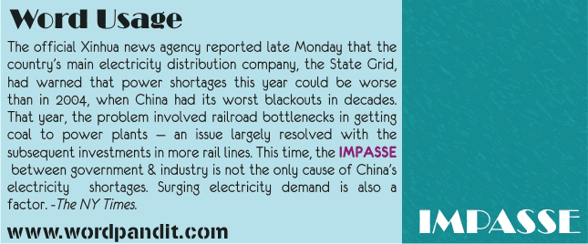 5 letter words with impasse