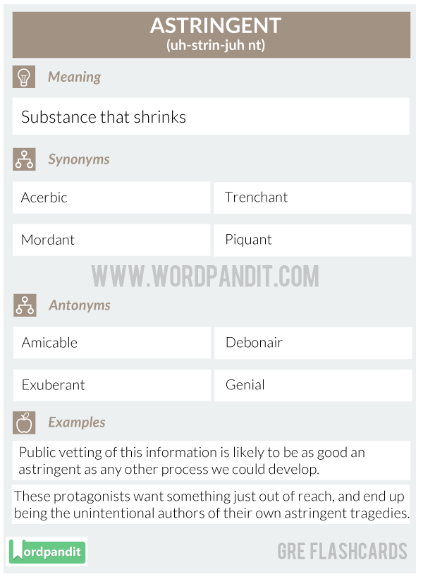 Astringent GRE Vocabulary Flashcard Wordpandit